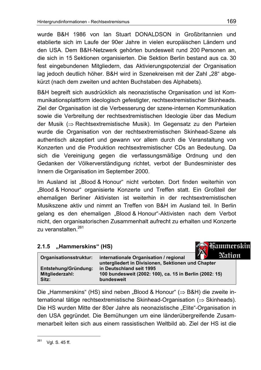 Seite 169 des Verfassungsschutzbericht 2003 Berlin