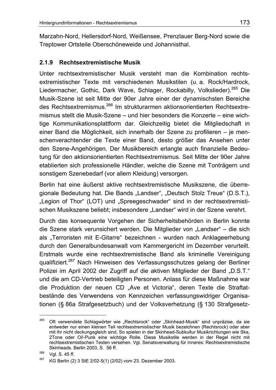 Seite 173 des Verfassungsschutzbericht 2003 Berlin