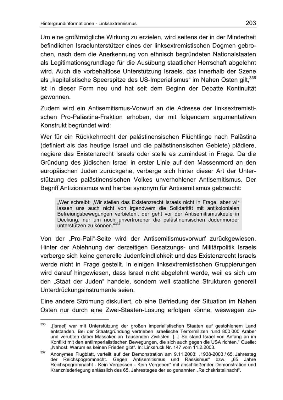 Seite 203 des Verfassungsschutzbericht 2003 Berlin