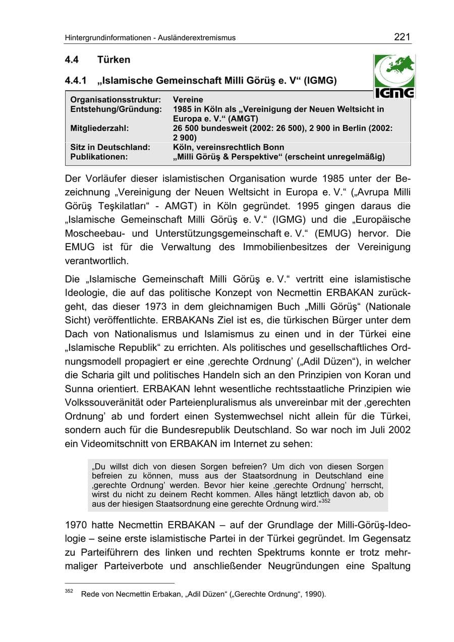 Seite 221 des Verfassungsschutzbericht 2003 Berlin