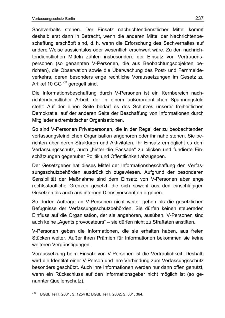 Seite 237 des Verfassungsschutzbericht 2003 Berlin