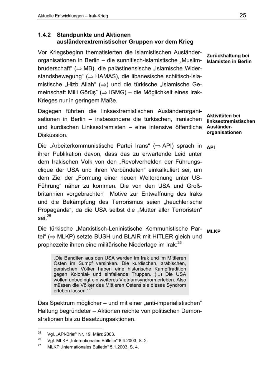 Seite 25 des Verfassungsschutzbericht 2003 Berlin