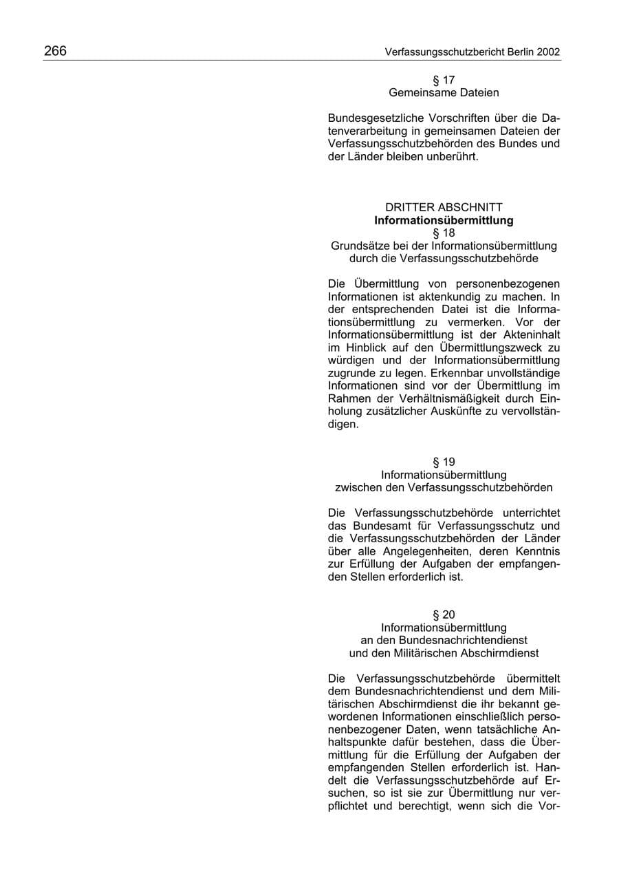 Seite 266 des Verfassungsschutzbericht 2003 Berlin