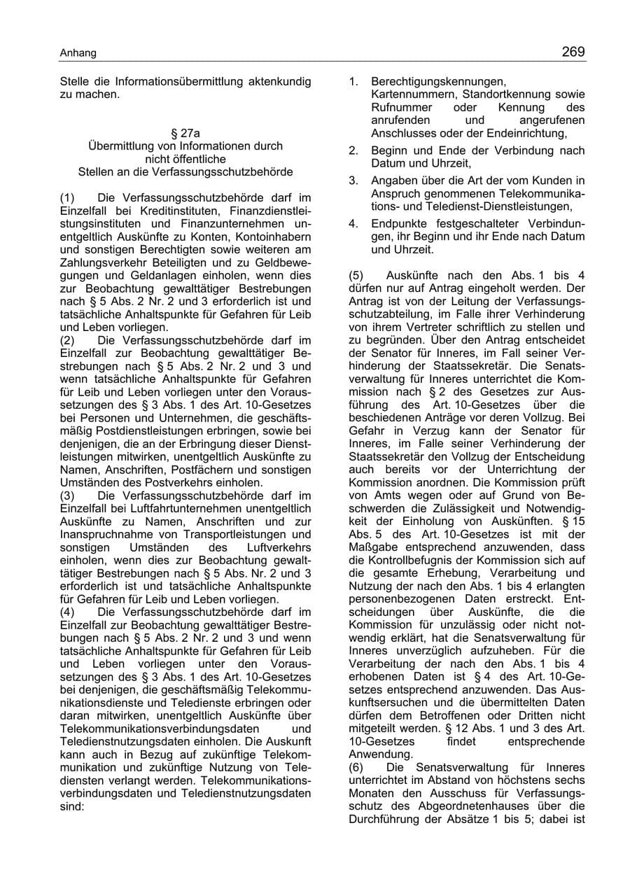 Seite 269 des Verfassungsschutzbericht 2003 Berlin