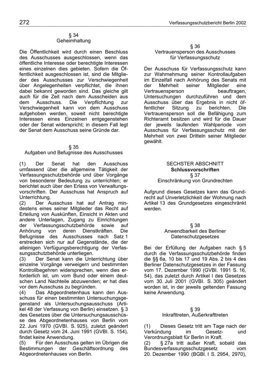 Seite 272 des Verfassungsschutzbericht 2003 Berlin