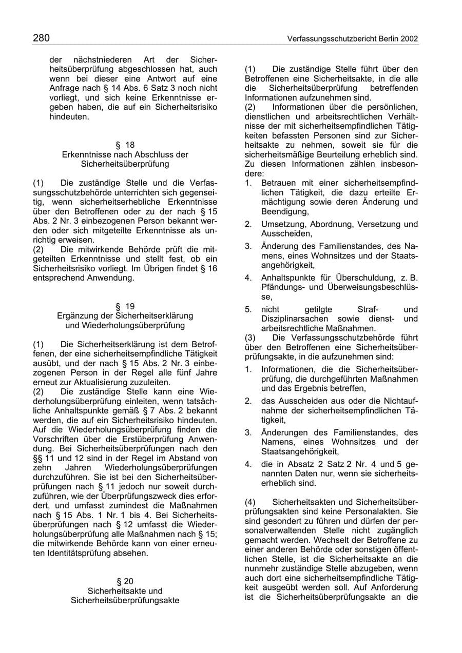 Seite 280 des Verfassungsschutzbericht 2003 Berlin