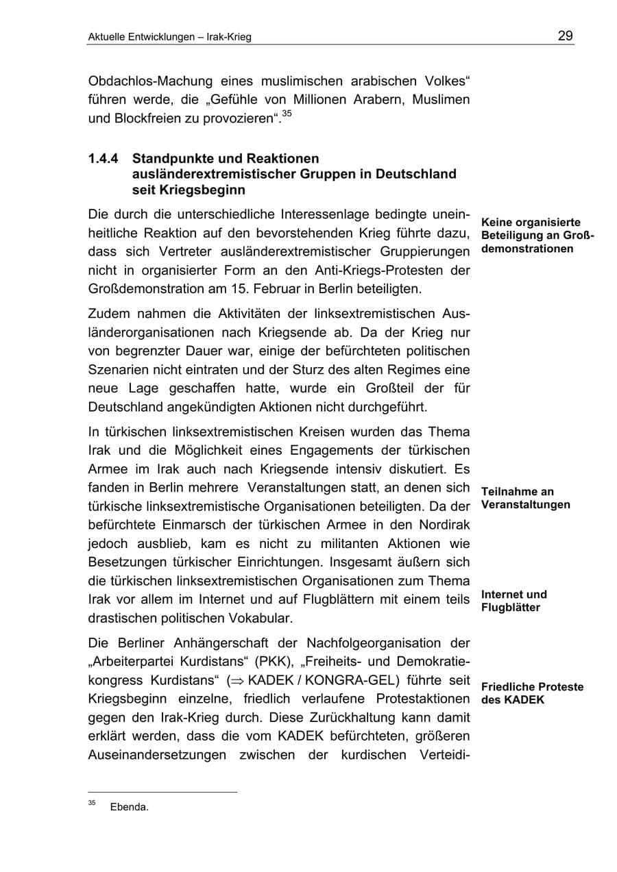 Seite 29 des Verfassungsschutzbericht 2003 Berlin
