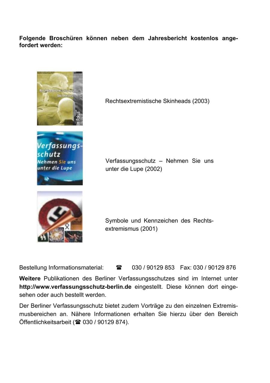 Seite 292 des Verfassungsschutzbericht 2003 Berlin