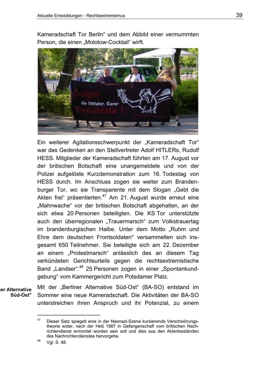 Seite 39 des Verfassungsschutzbericht 2003 Berlin
