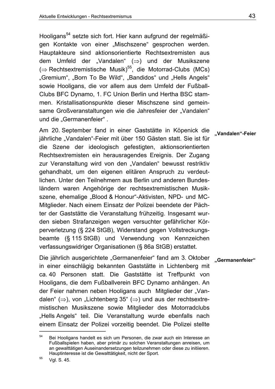 Seite 43 des Verfassungsschutzbericht 2003 Berlin