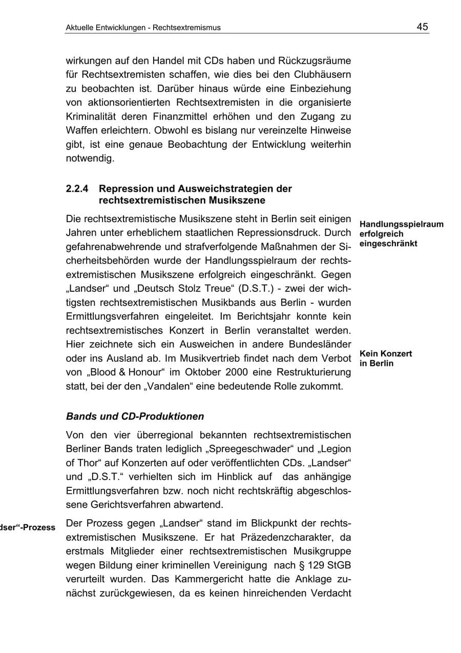 Seite 45 des Verfassungsschutzbericht 2003 Berlin