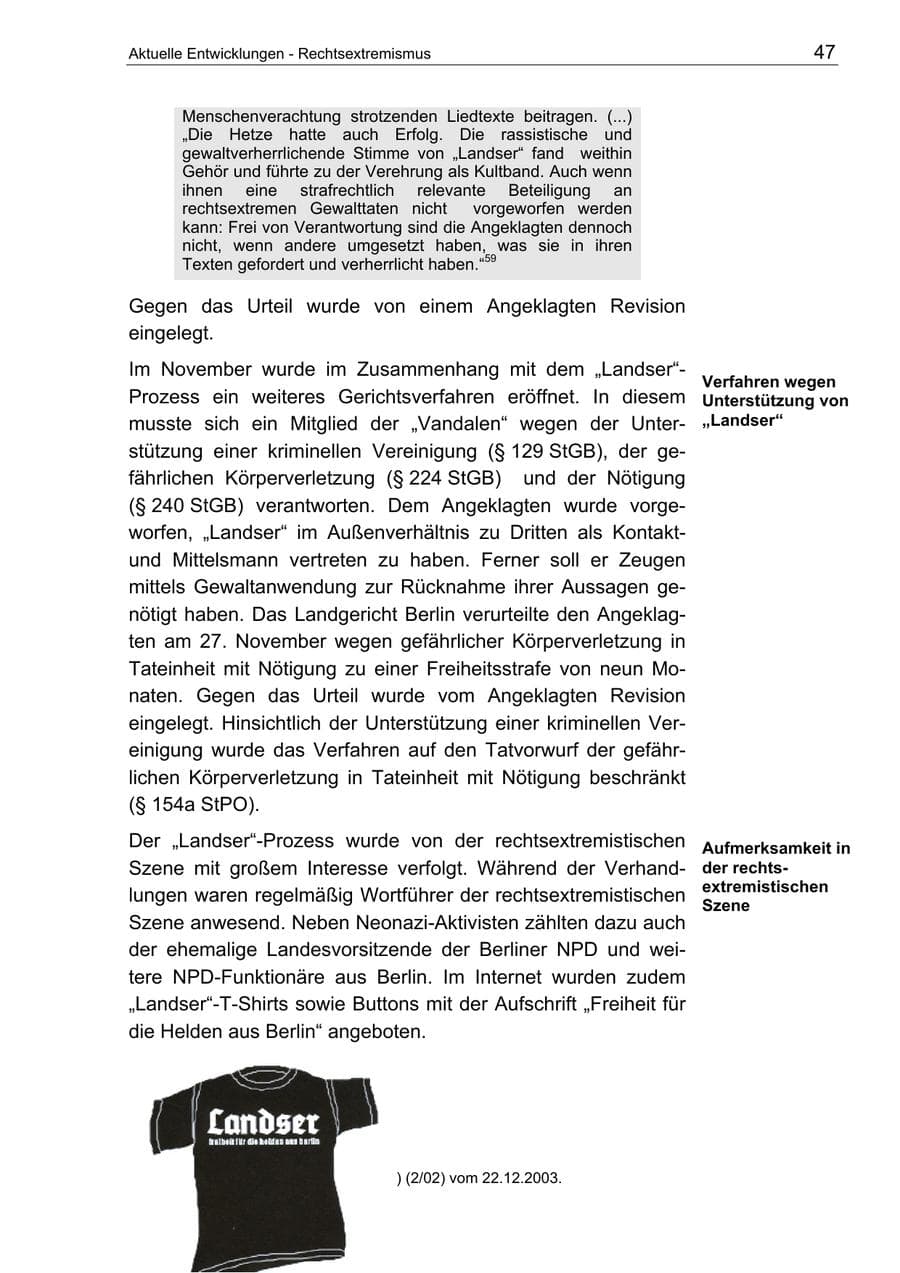 Seite 47 des Verfassungsschutzbericht 2003 Berlin