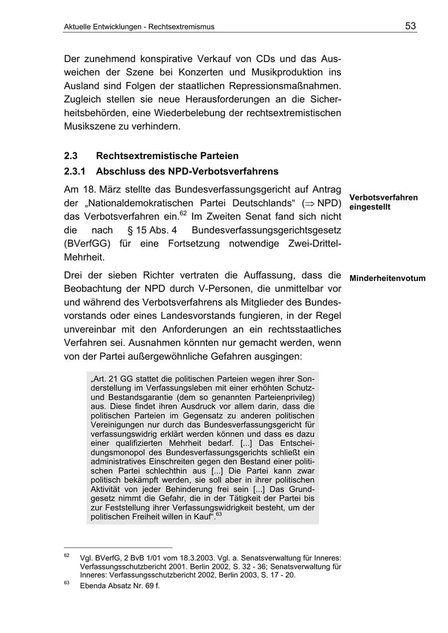 Seite 53 des Verfassungsschutzbericht 2003 Berlin