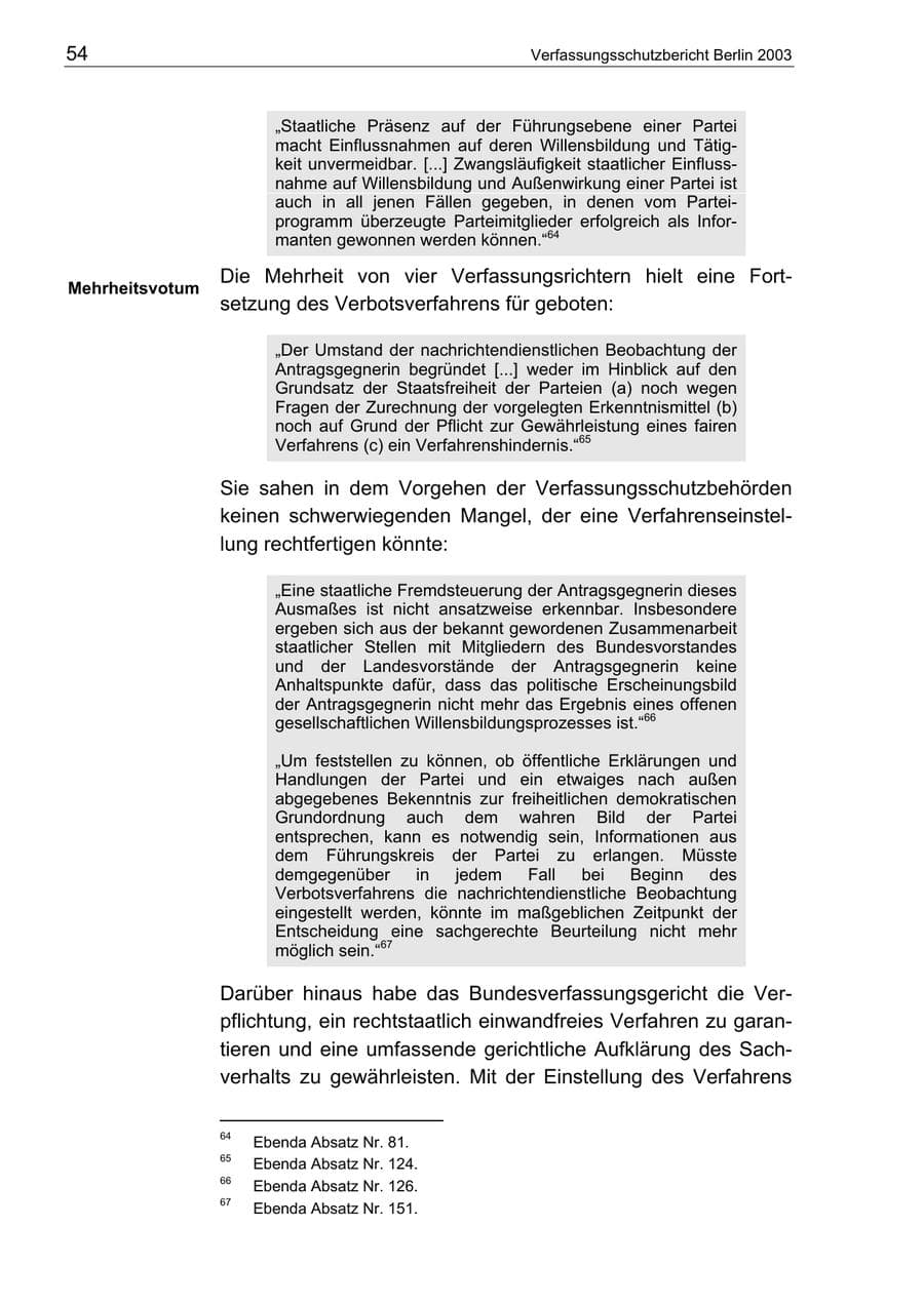 Seite 54 des Verfassungsschutzbericht 2003 Berlin