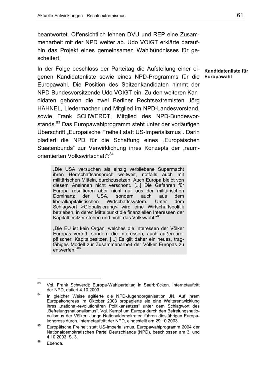 Seite 61 des Verfassungsschutzbericht 2003 Berlin