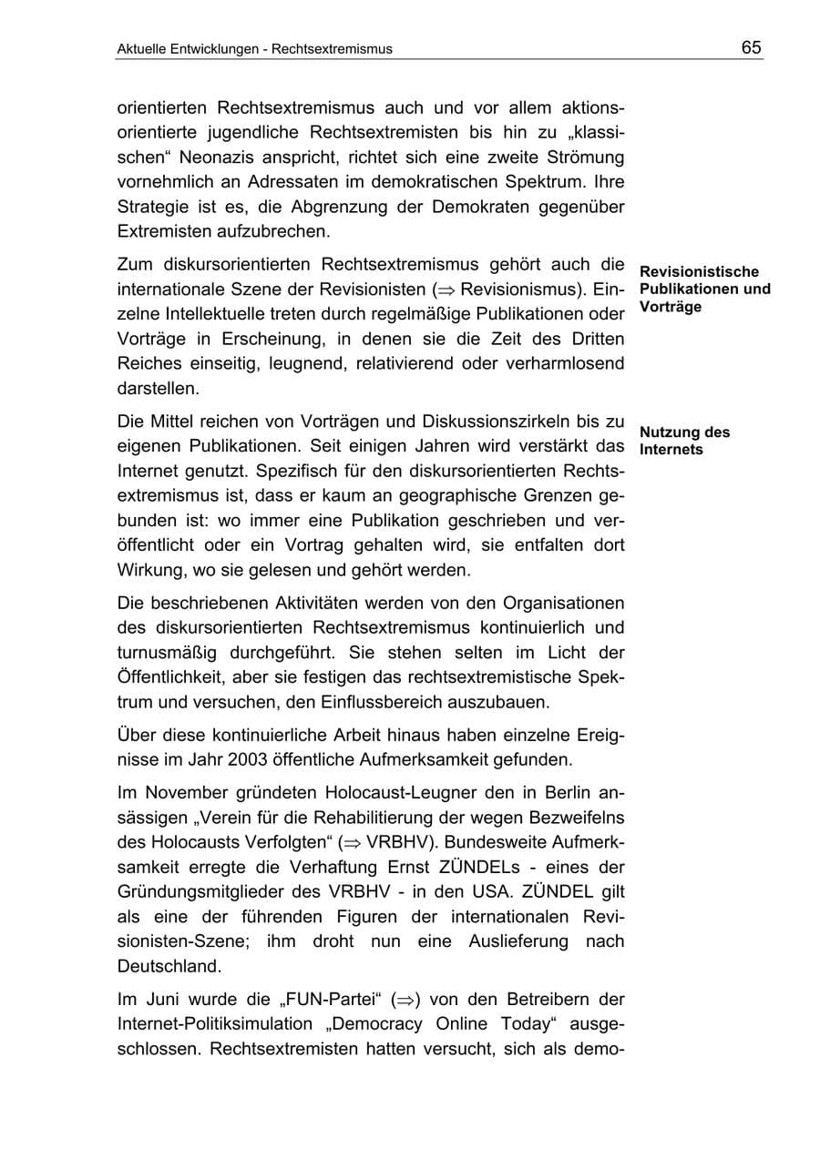Seite 65 des Verfassungsschutzbericht 2003 Berlin