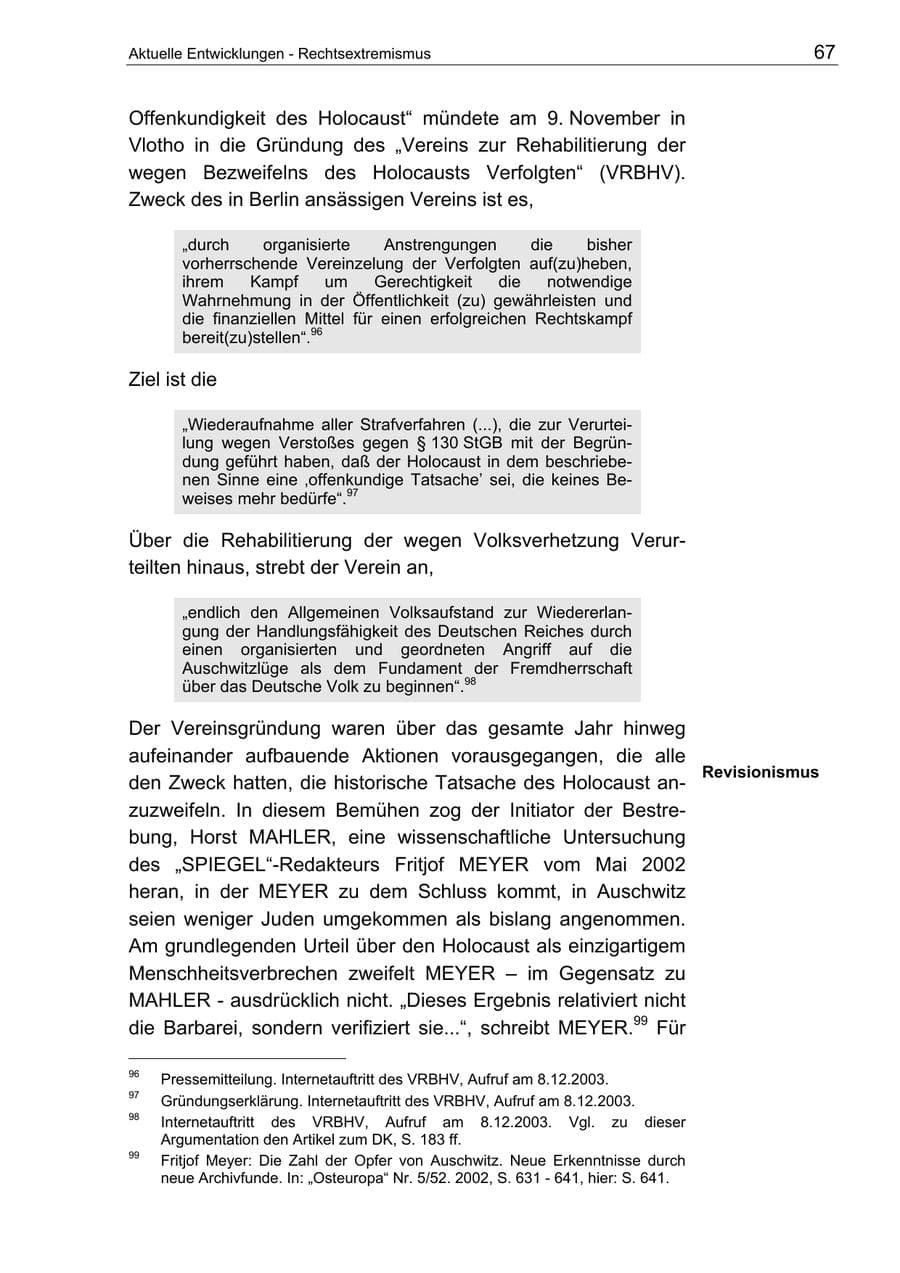 Seite 67 des Verfassungsschutzbericht 2003 Berlin