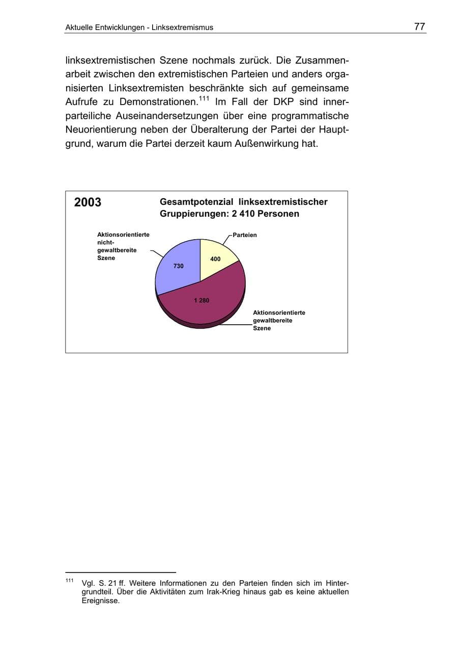 Seite 77 des Verfassungsschutzbericht 2003 Berlin