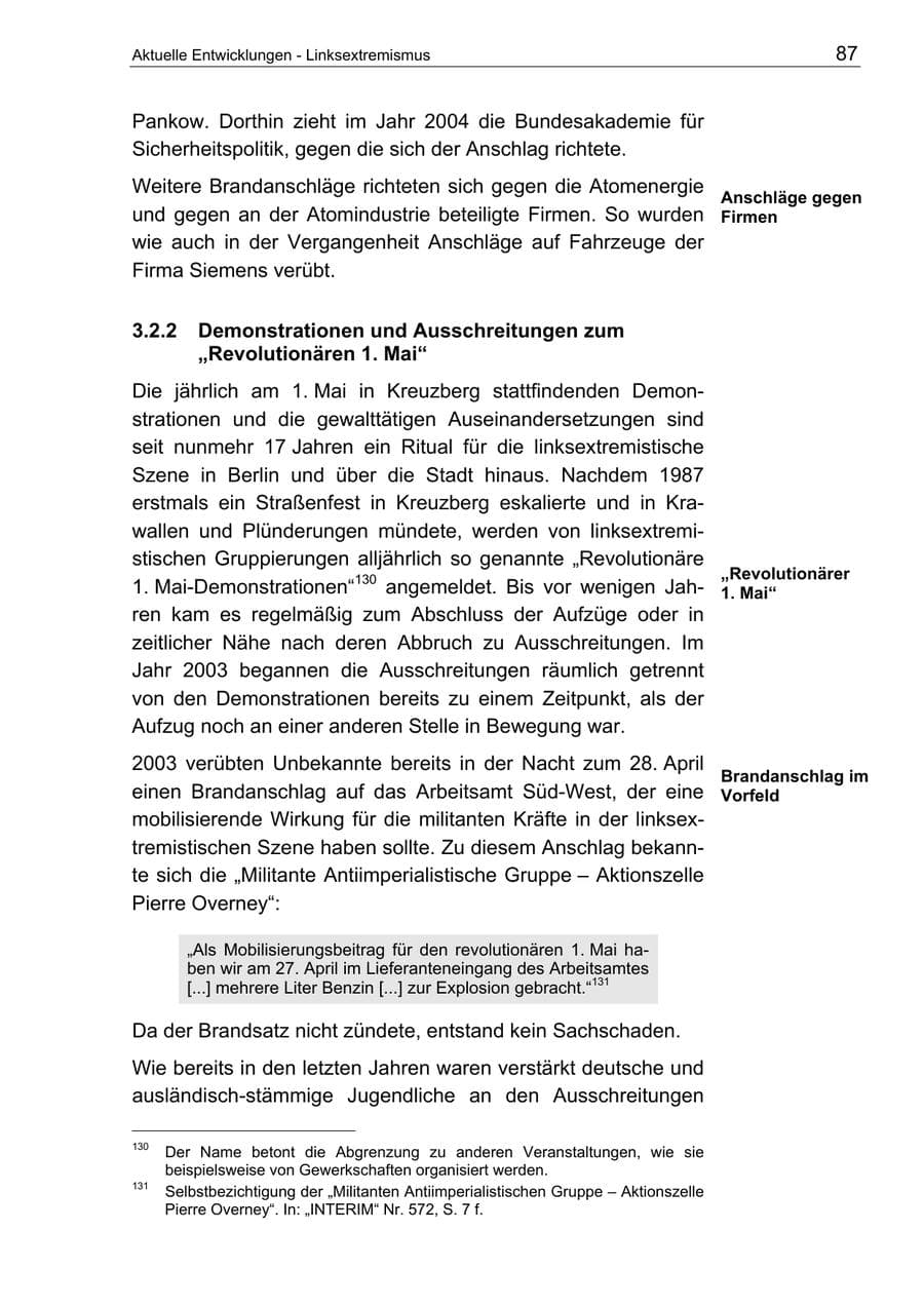 Seite 87 des Verfassungsschutzbericht 2003 Berlin