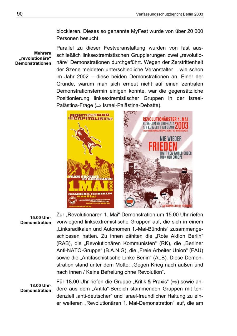 Seite 90 des Verfassungsschutzbericht 2003 Berlin