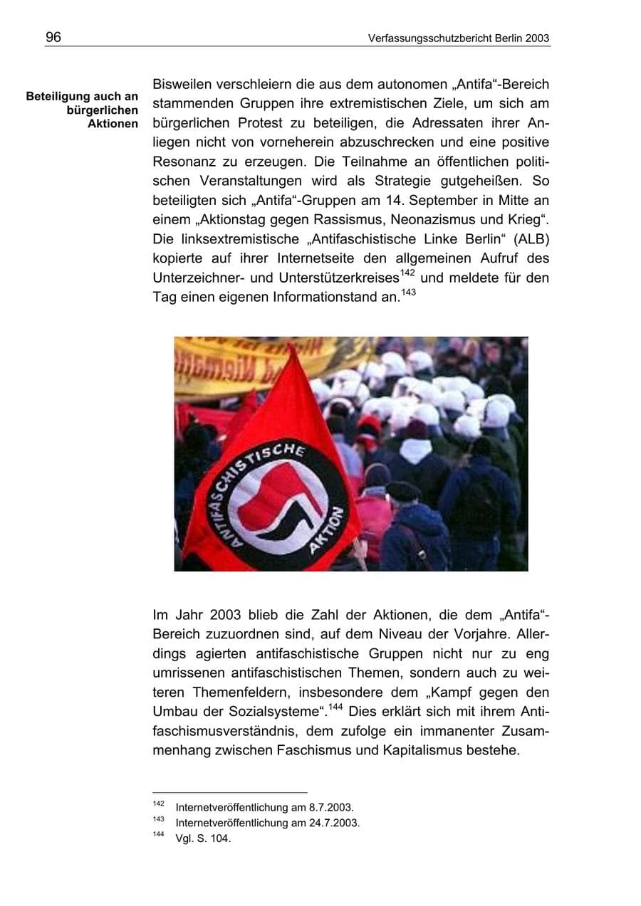 Seite 96 des Verfassungsschutzbericht 2003 Berlin