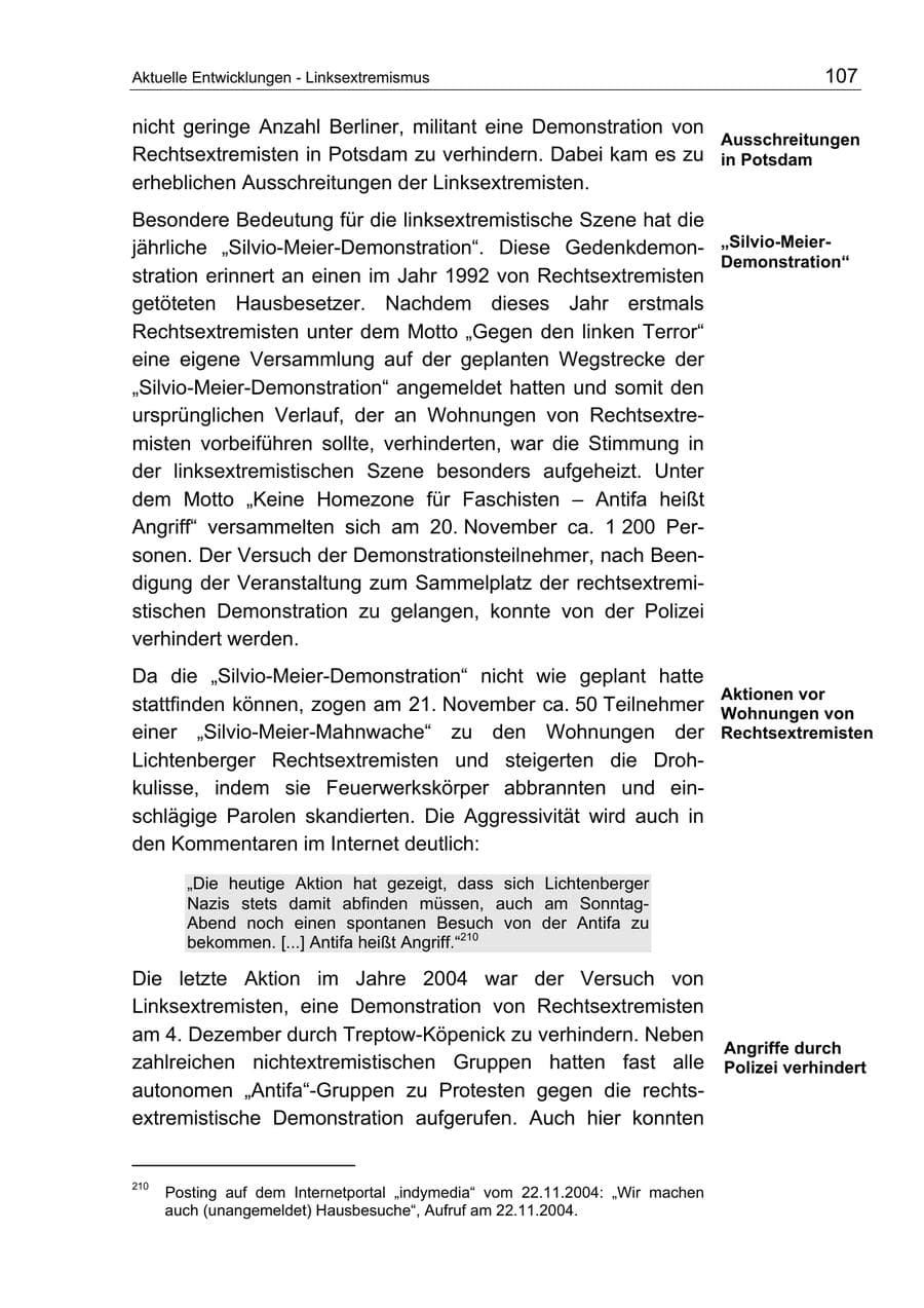 Seite 107 des Verfassungsschutzbericht 2004 Berlin