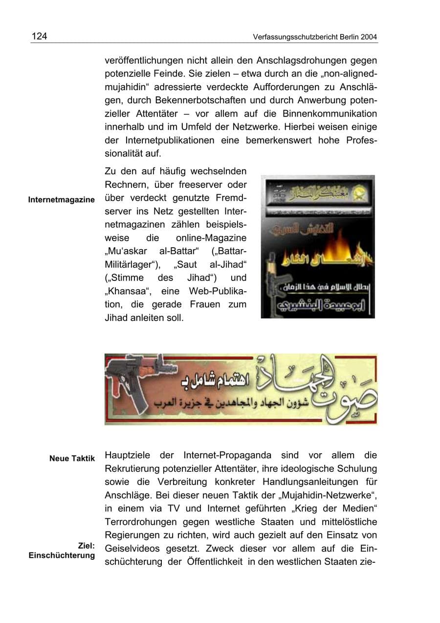 Seite 124 des Verfassungsschutzbericht 2004 Berlin