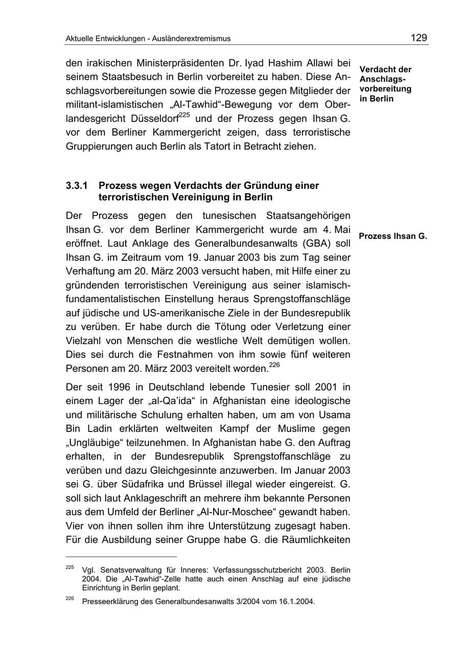 Seite 129 des Verfassungsschutzbericht 2004 Berlin