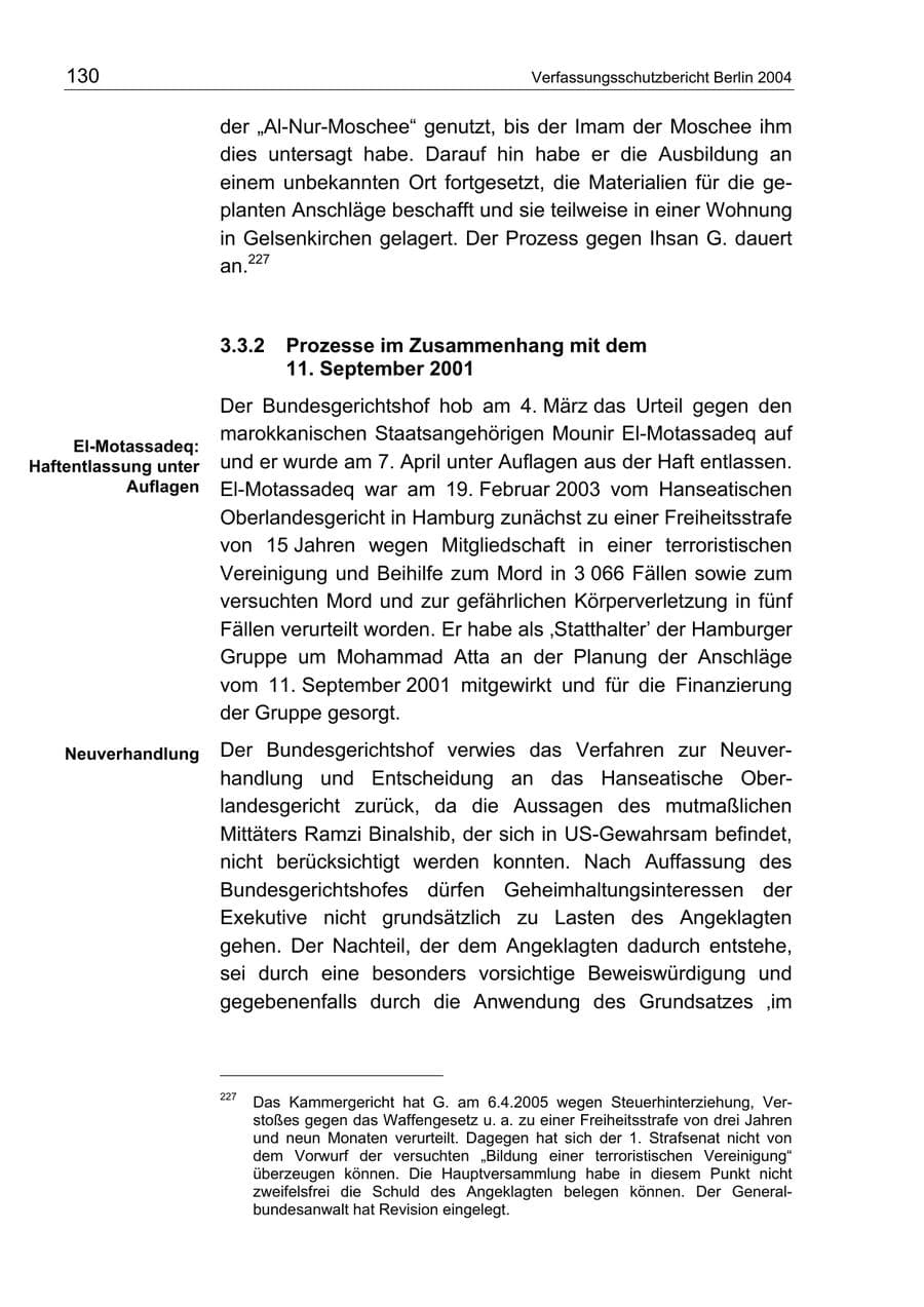 Seite 130 des Verfassungsschutzbericht 2004 Berlin