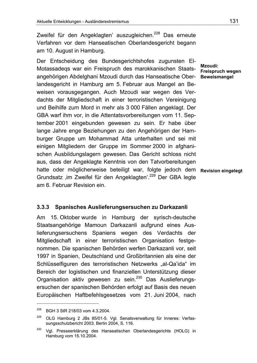 Seite 131 des Verfassungsschutzbericht 2004 Berlin