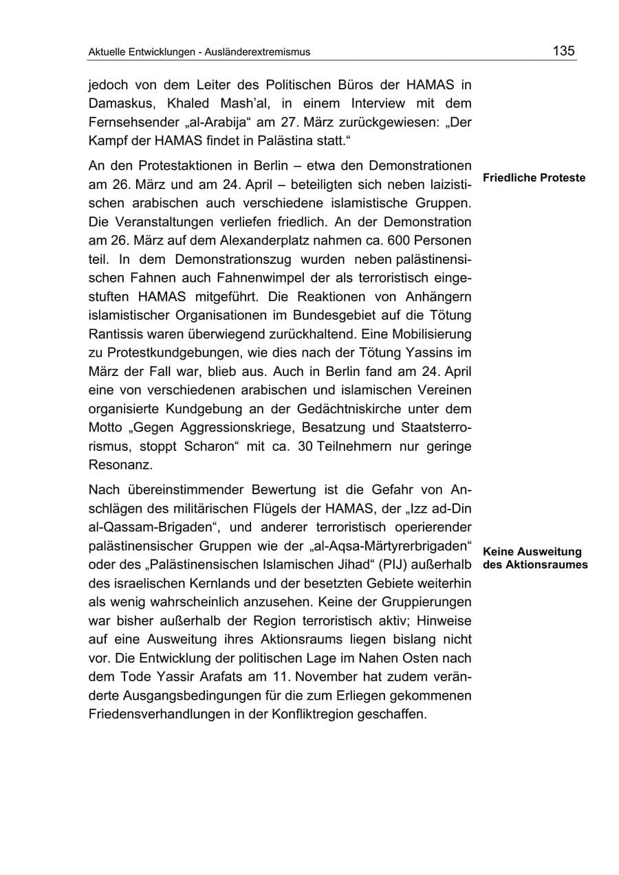 Seite 135 des Verfassungsschutzbericht 2004 Berlin
