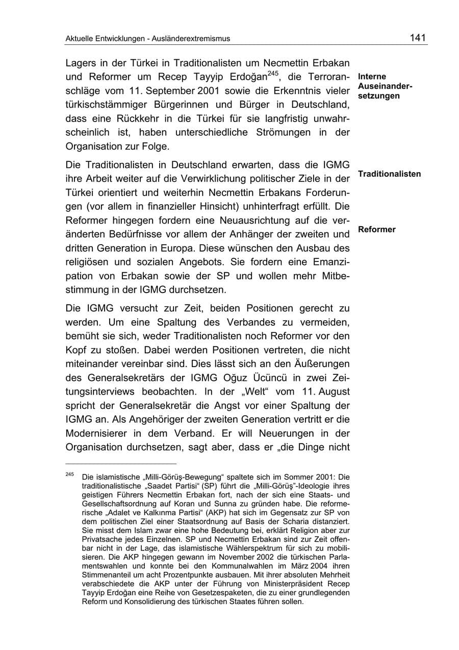 Seite 141 des Verfassungsschutzbericht 2004 Berlin