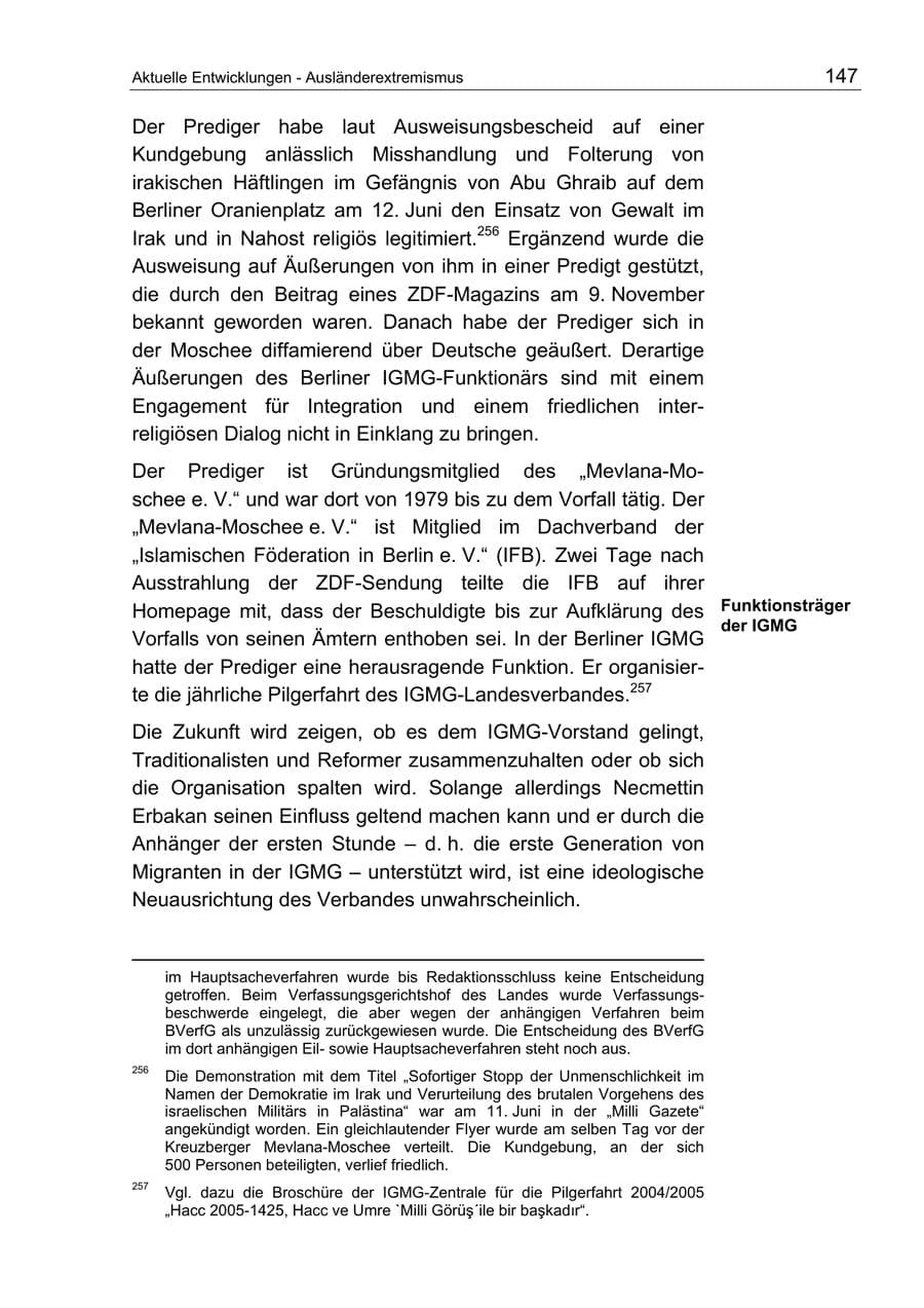 Seite 147 des Verfassungsschutzbericht 2004 Berlin