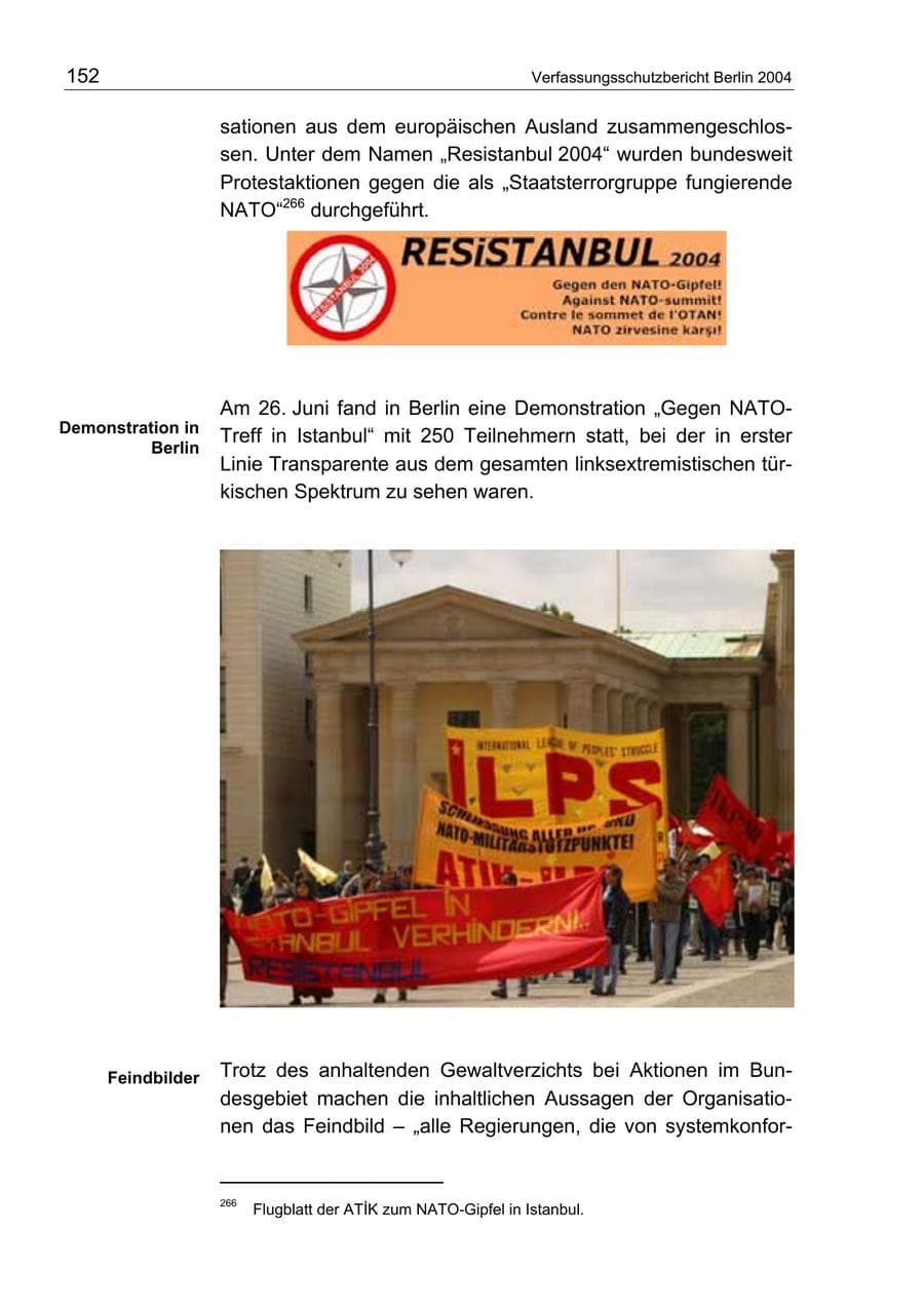 Seite 152 des Verfassungsschutzbericht 2004 Berlin