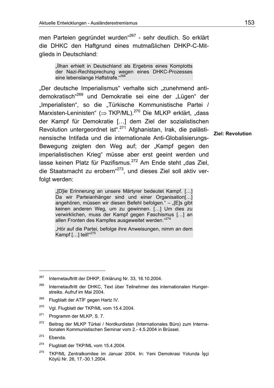 Seite 153 des Verfassungsschutzbericht 2004 Berlin