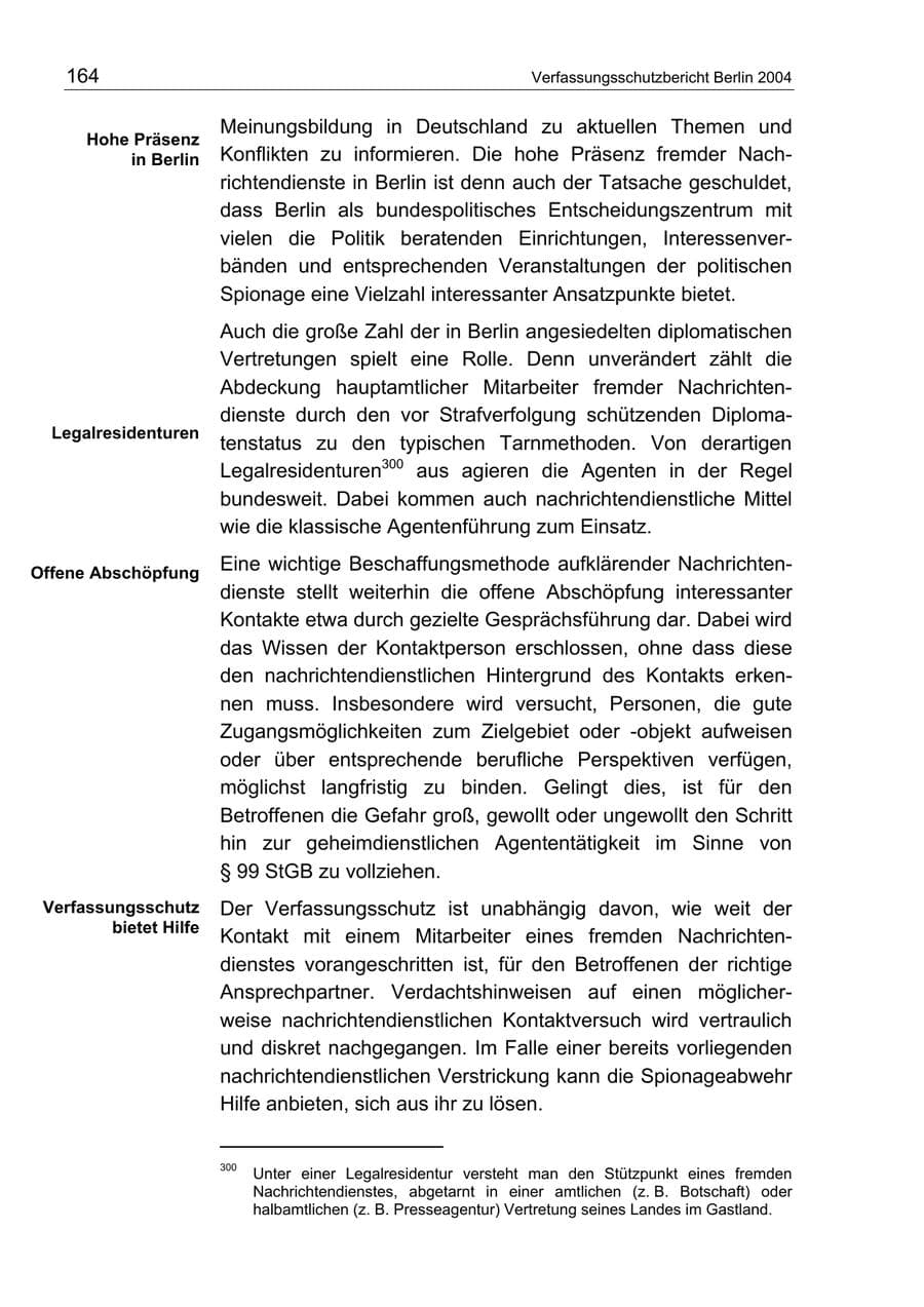 Seite 164 des Verfassungsschutzbericht 2004 Berlin