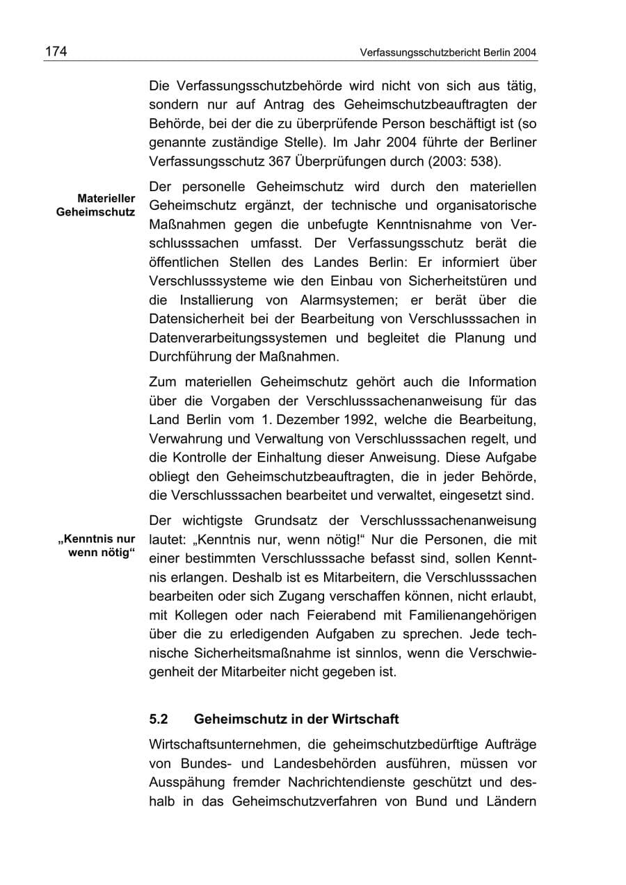 Seite 174 des Verfassungsschutzbericht 2004 Berlin