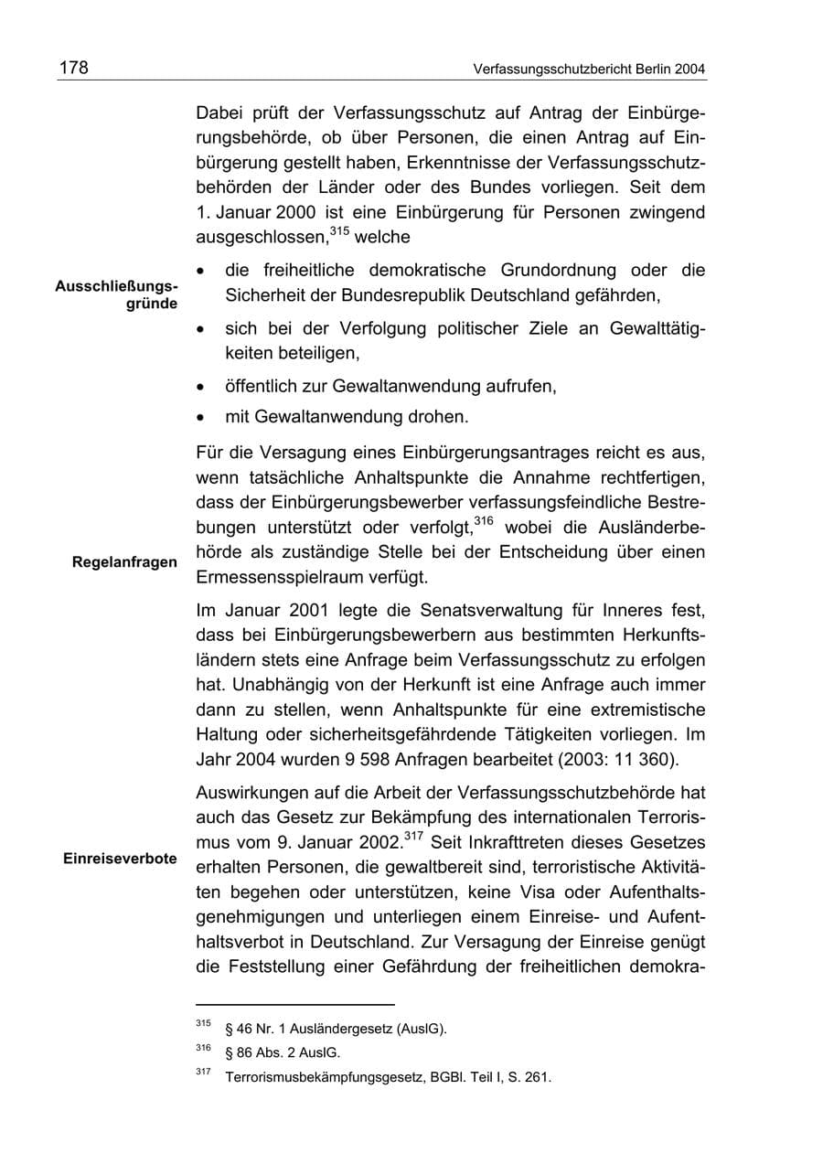 Seite 178 des Verfassungsschutzbericht 2004 Berlin