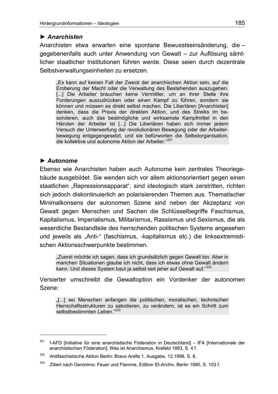 Seite 185 des Verfassungsschutzbericht 2004 Berlin