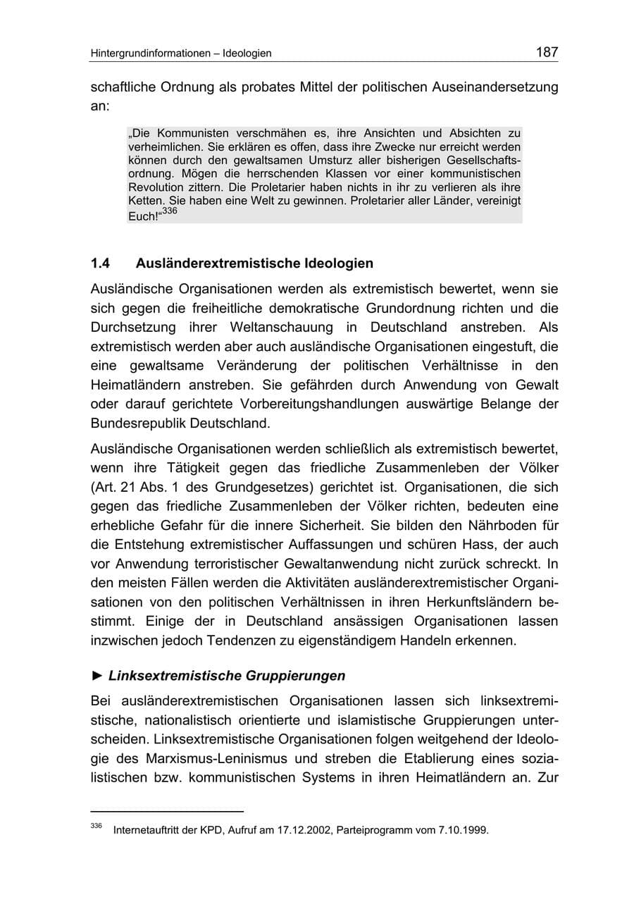 Seite 187 des Verfassungsschutzbericht 2004 Berlin