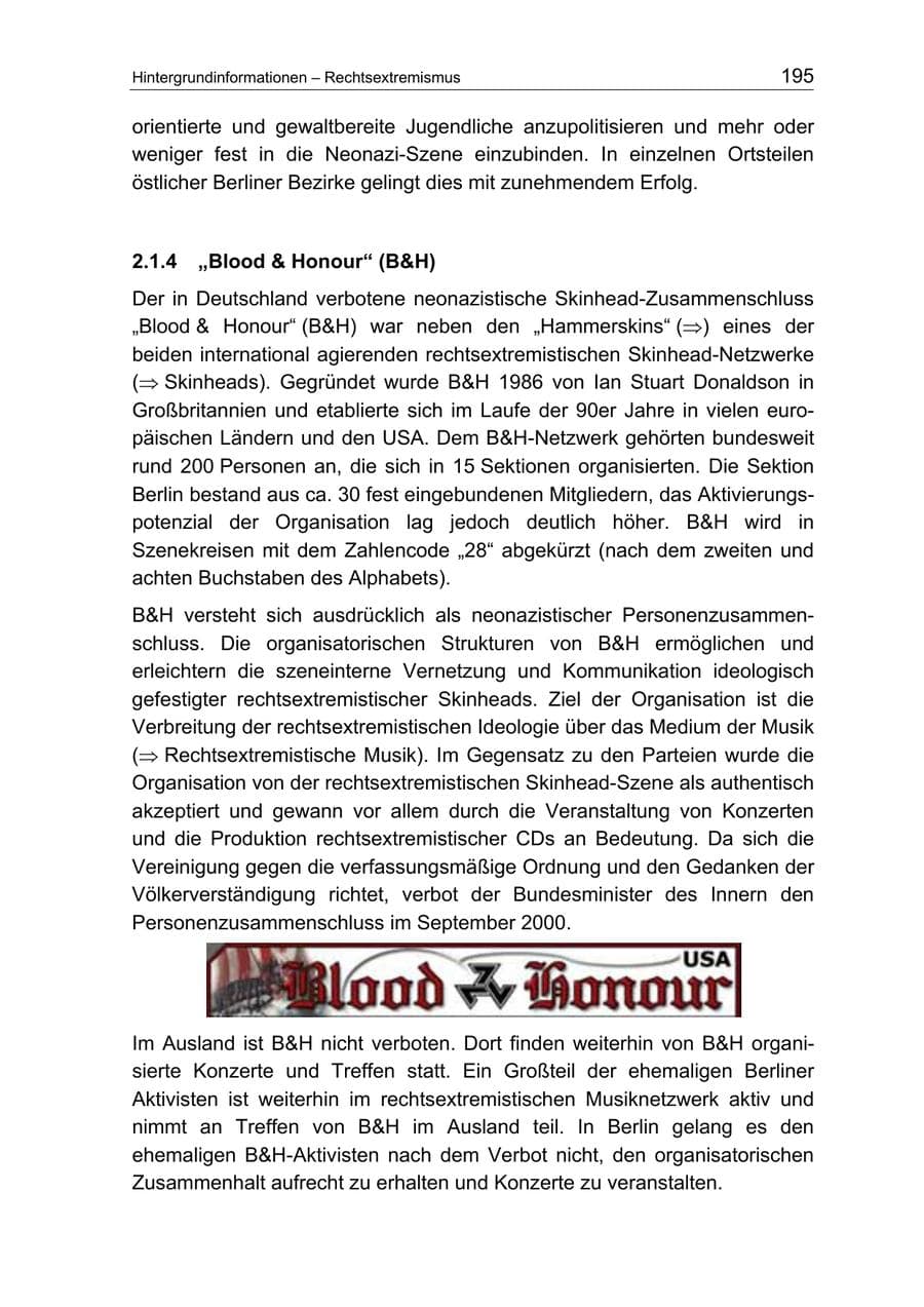 Seite 195 des Verfassungsschutzbericht 2004 Berlin