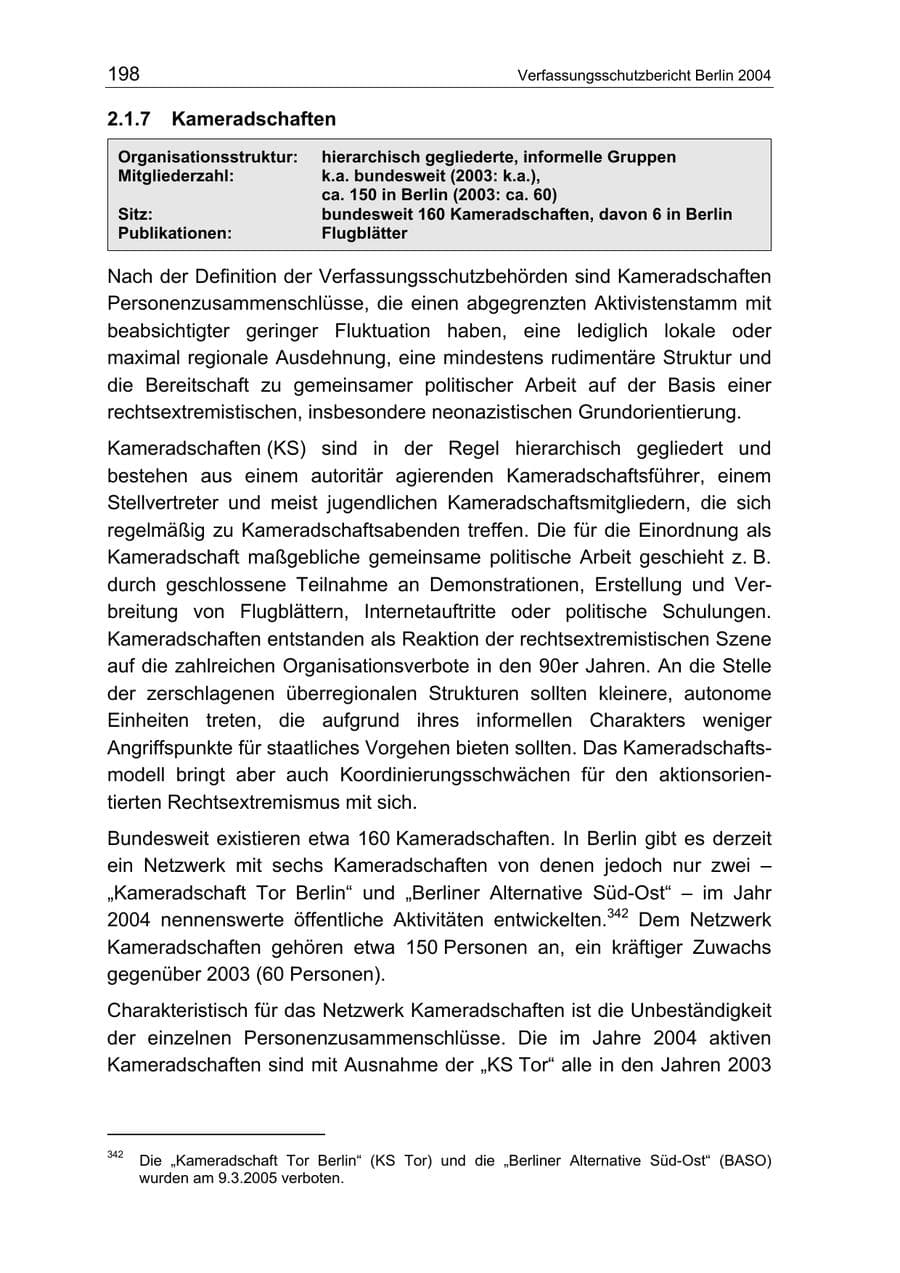 Seite 198 des Verfassungsschutzbericht 2004 Berlin
