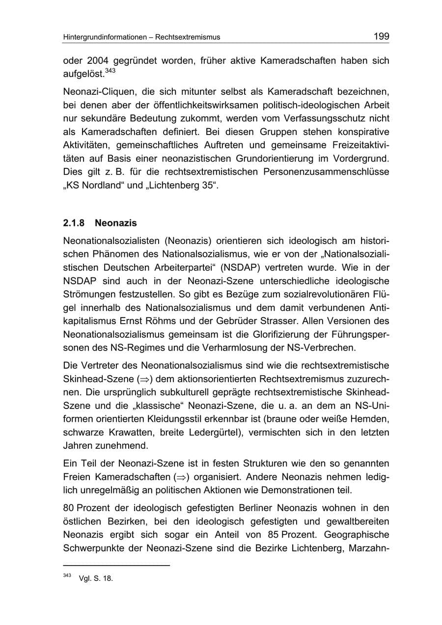 Seite 199 des Verfassungsschutzbericht 2004 Berlin