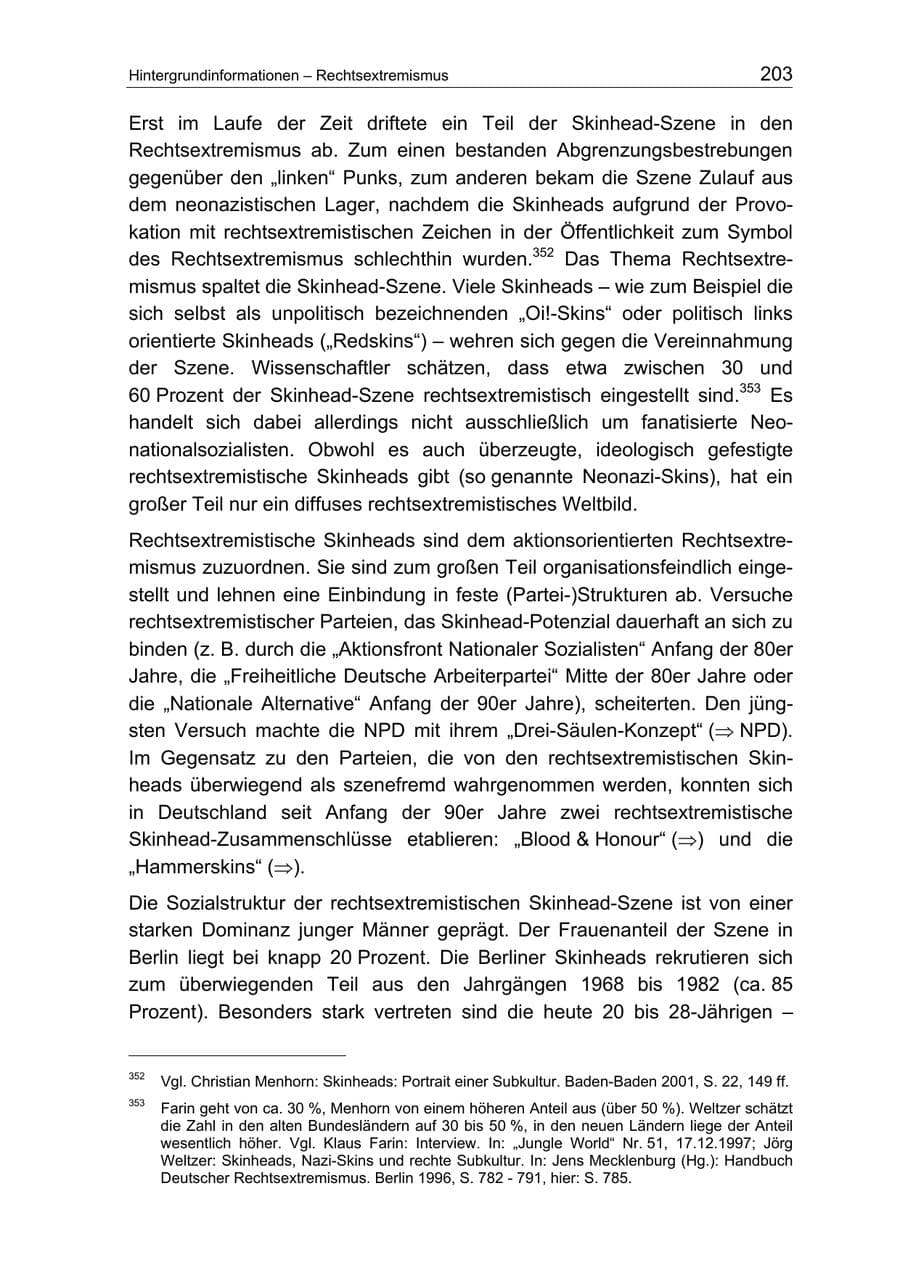 Seite 203 des Verfassungsschutzbericht 2004 Berlin