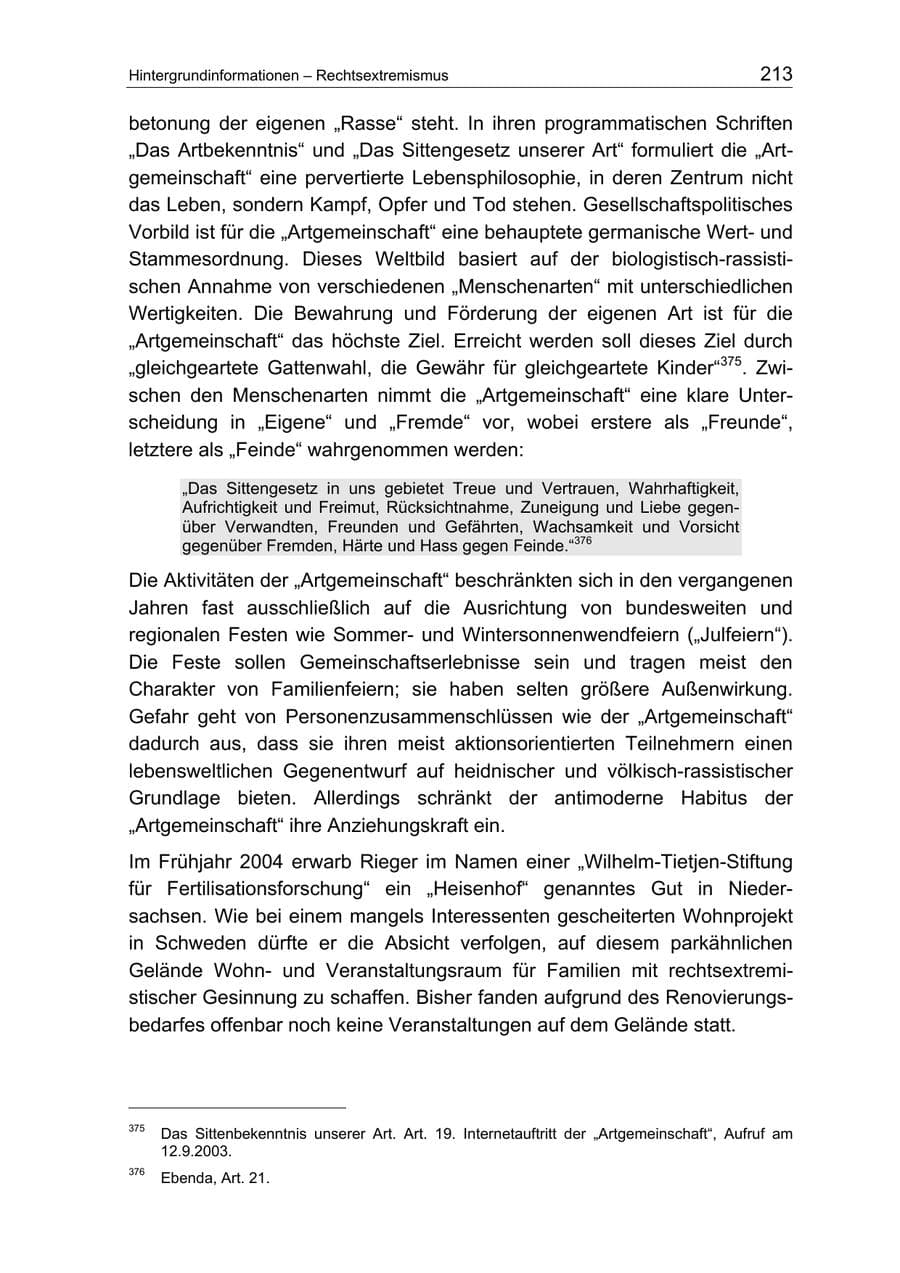 Seite 213 des Verfassungsschutzbericht 2004 Berlin