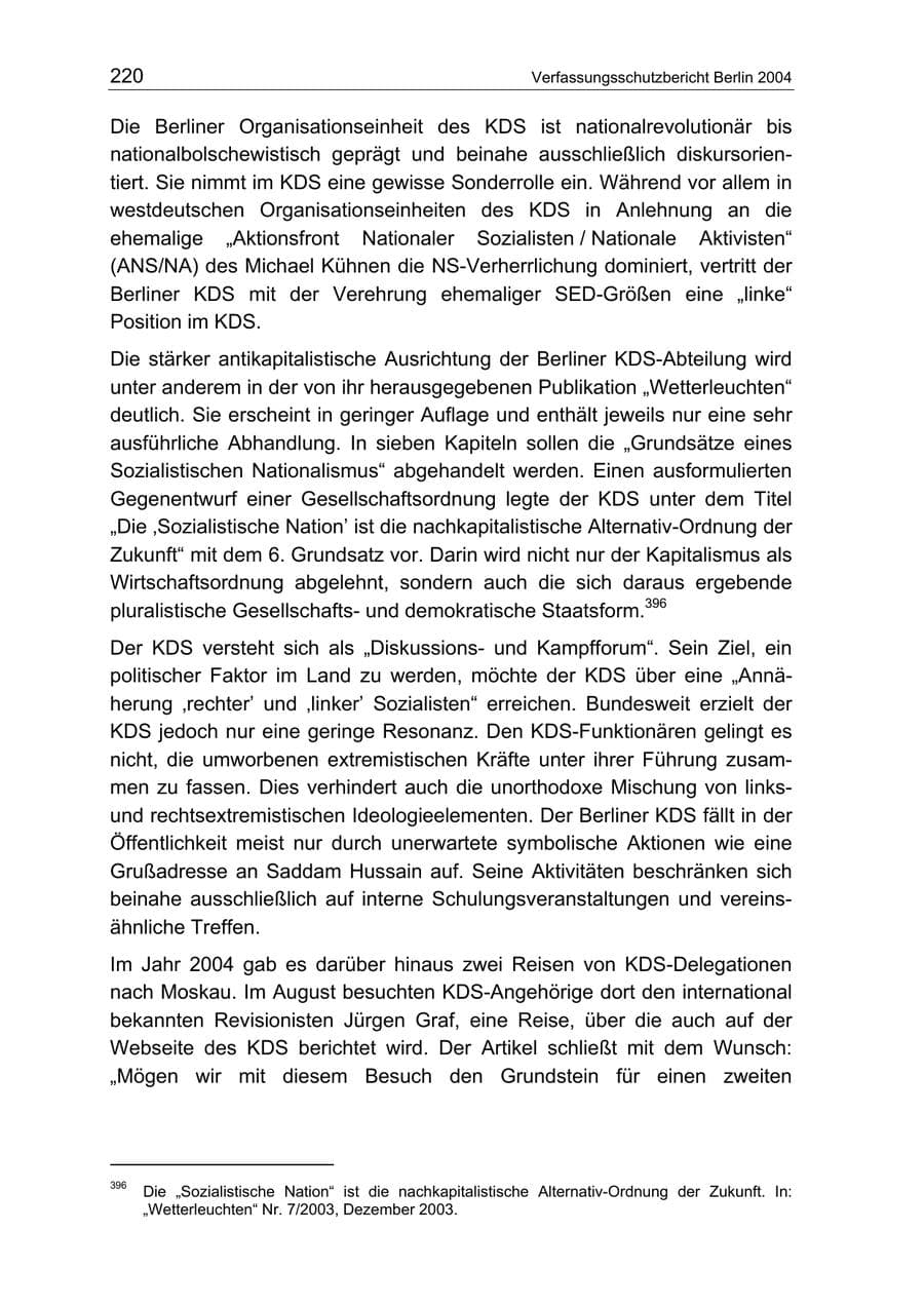 Seite 220 des Verfassungsschutzbericht 2004 Berlin