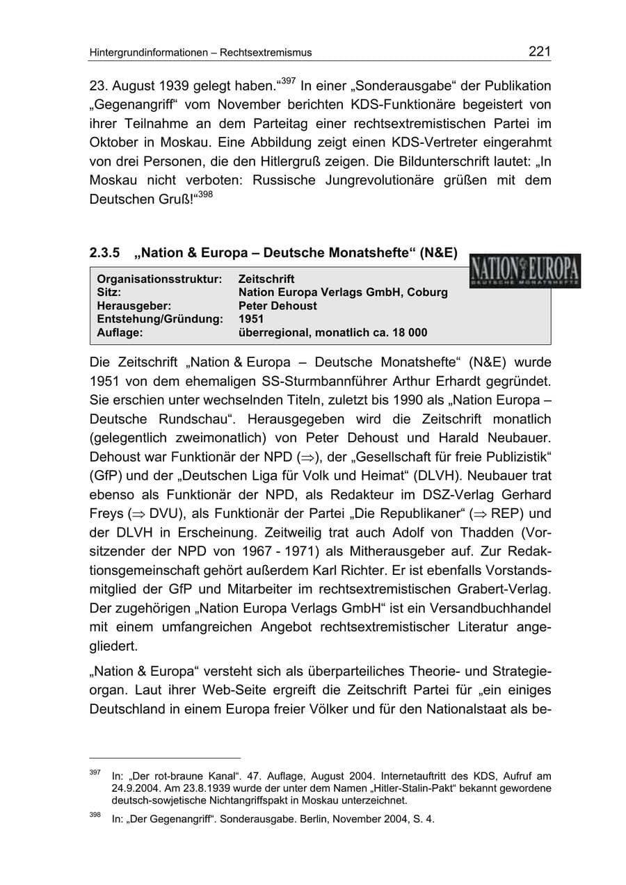 Seite 221 des Verfassungsschutzbericht 2004 Berlin