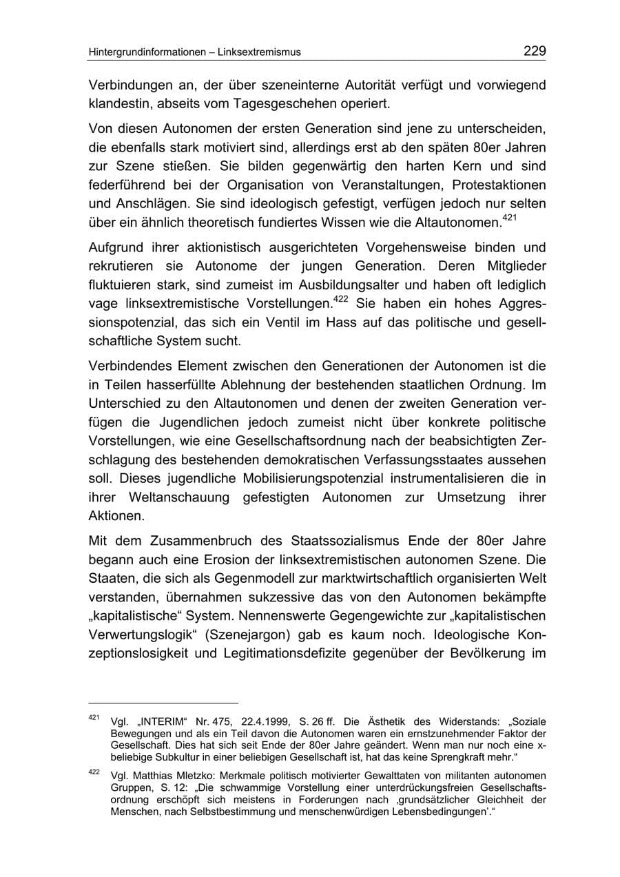 Seite 229 des Verfassungsschutzbericht 2004 Berlin