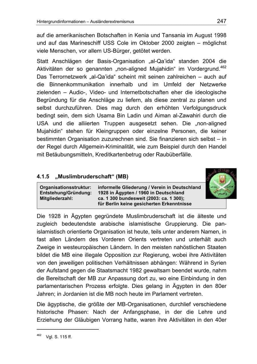 Seite 247 des Verfassungsschutzbericht 2004 Berlin