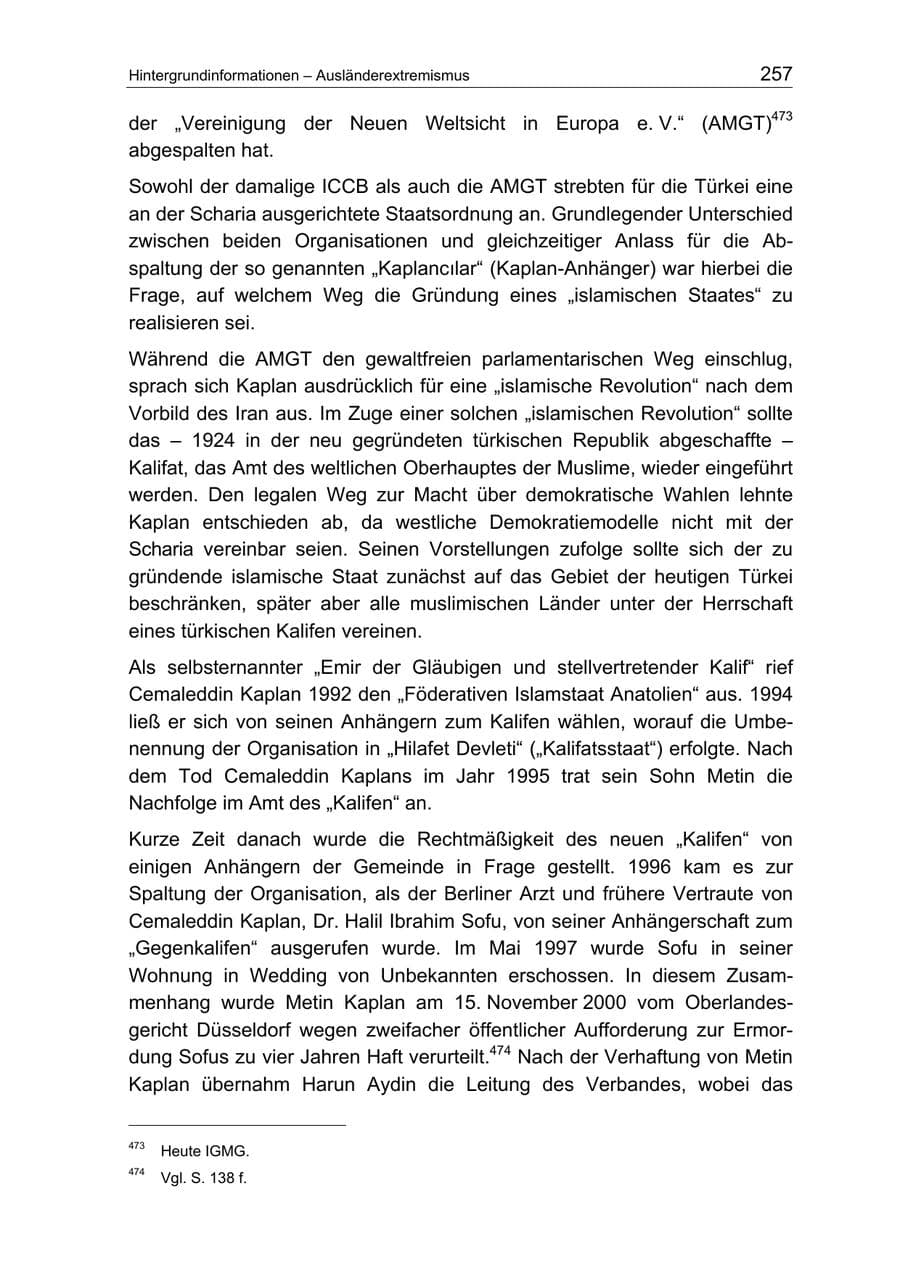 Seite 257 des Verfassungsschutzbericht 2004 Berlin